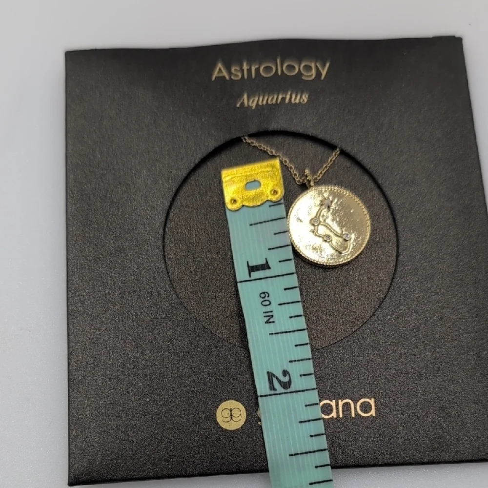 NWT Gorjana Gold Aquarius Astrology Coin Pendant Necklace